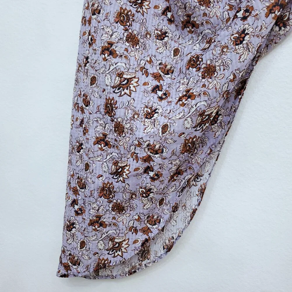 Veronica Beard Hazel Ruched Asymmetrical Skirt In Lavender Floral Print Size XS